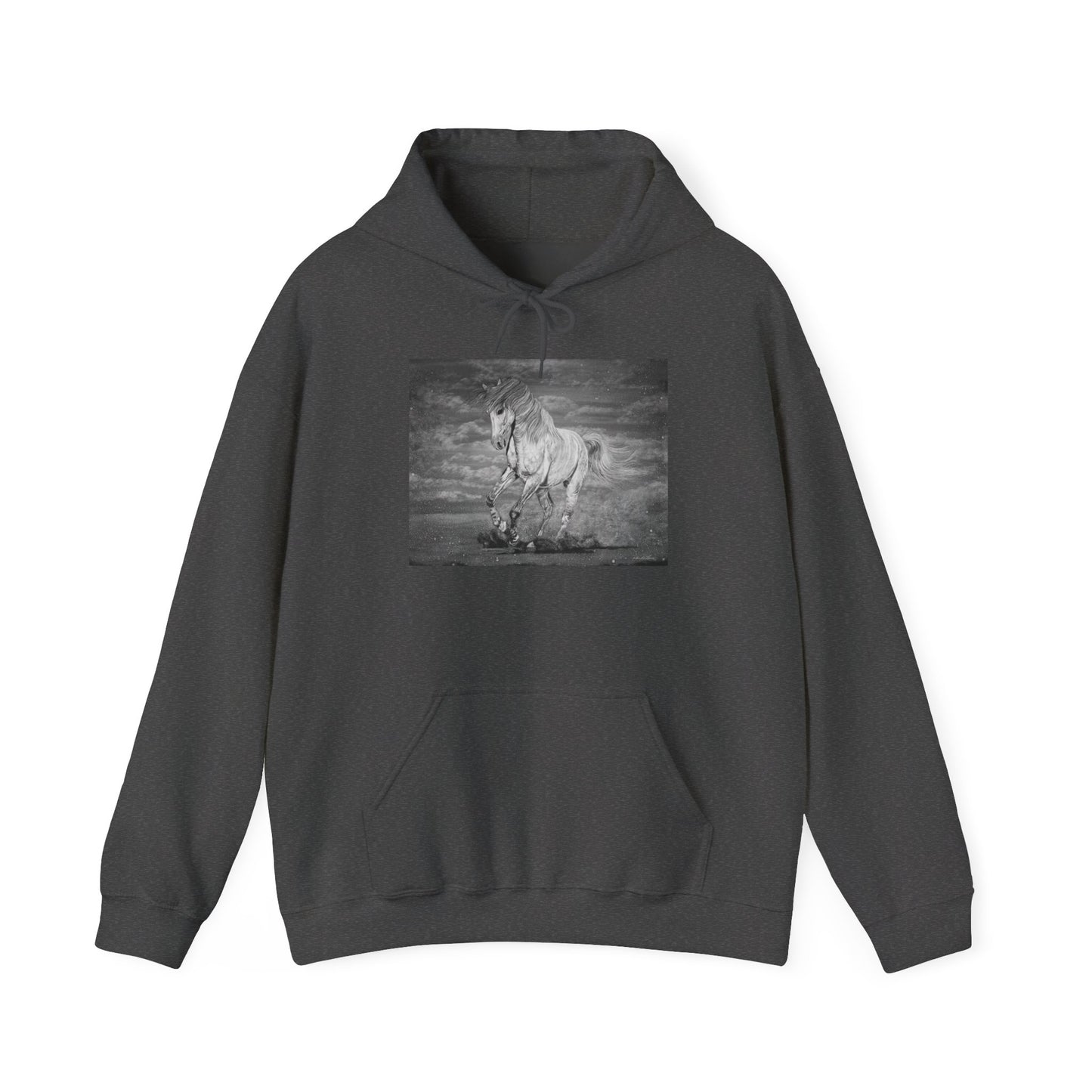Equine Elegance. Prancing Horse Print Hooded Sweatshirt