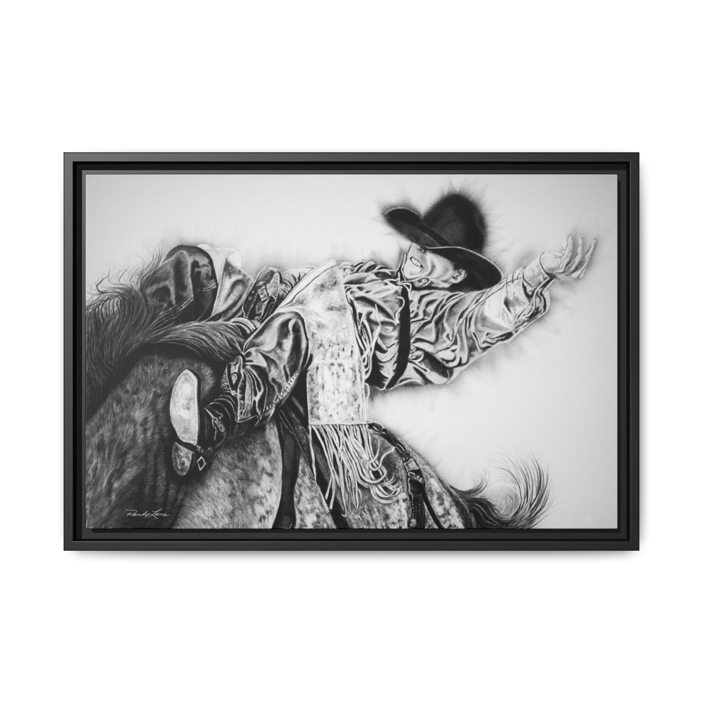 Go Time. Stretched Matte Canvas Framed Rodeo Art Print