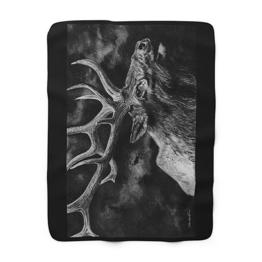 Gladiator, Cozy Sherpa Fleece Blanket with Elk Design