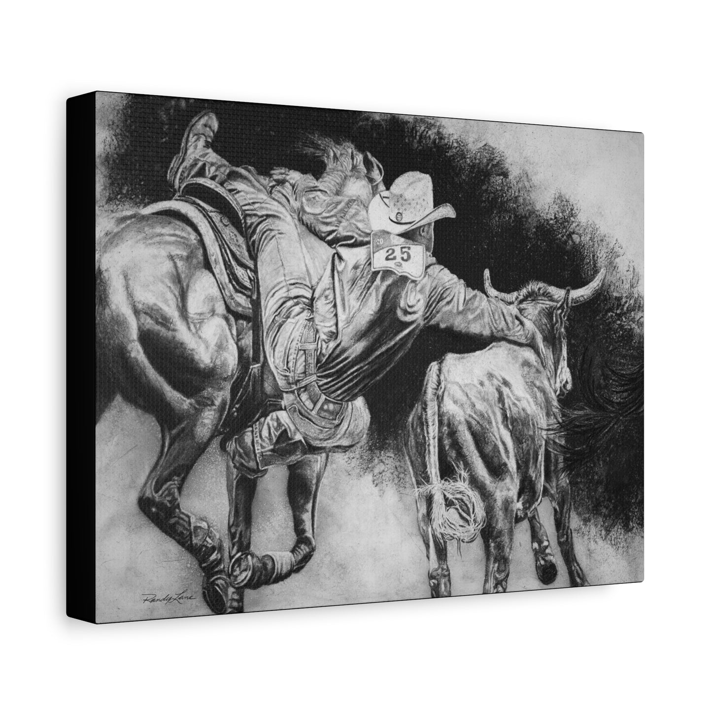 Contact. Cowboy Bulldogger Rodeo Art Stretched Canvas Print