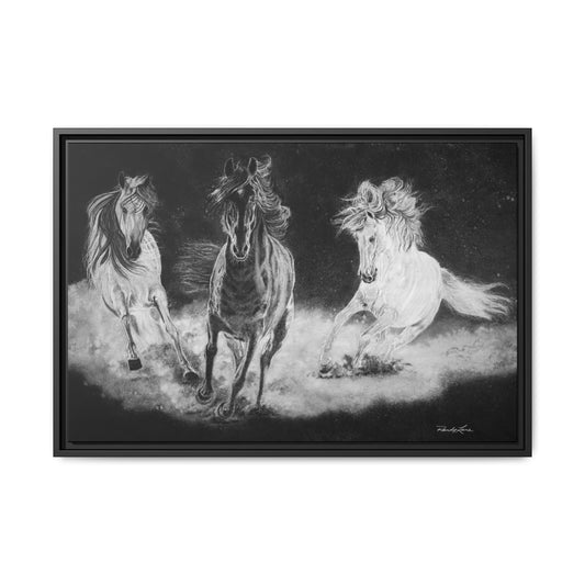 Midnight Run. Framed Stretched Matte Canvas Fine Art Horse Print