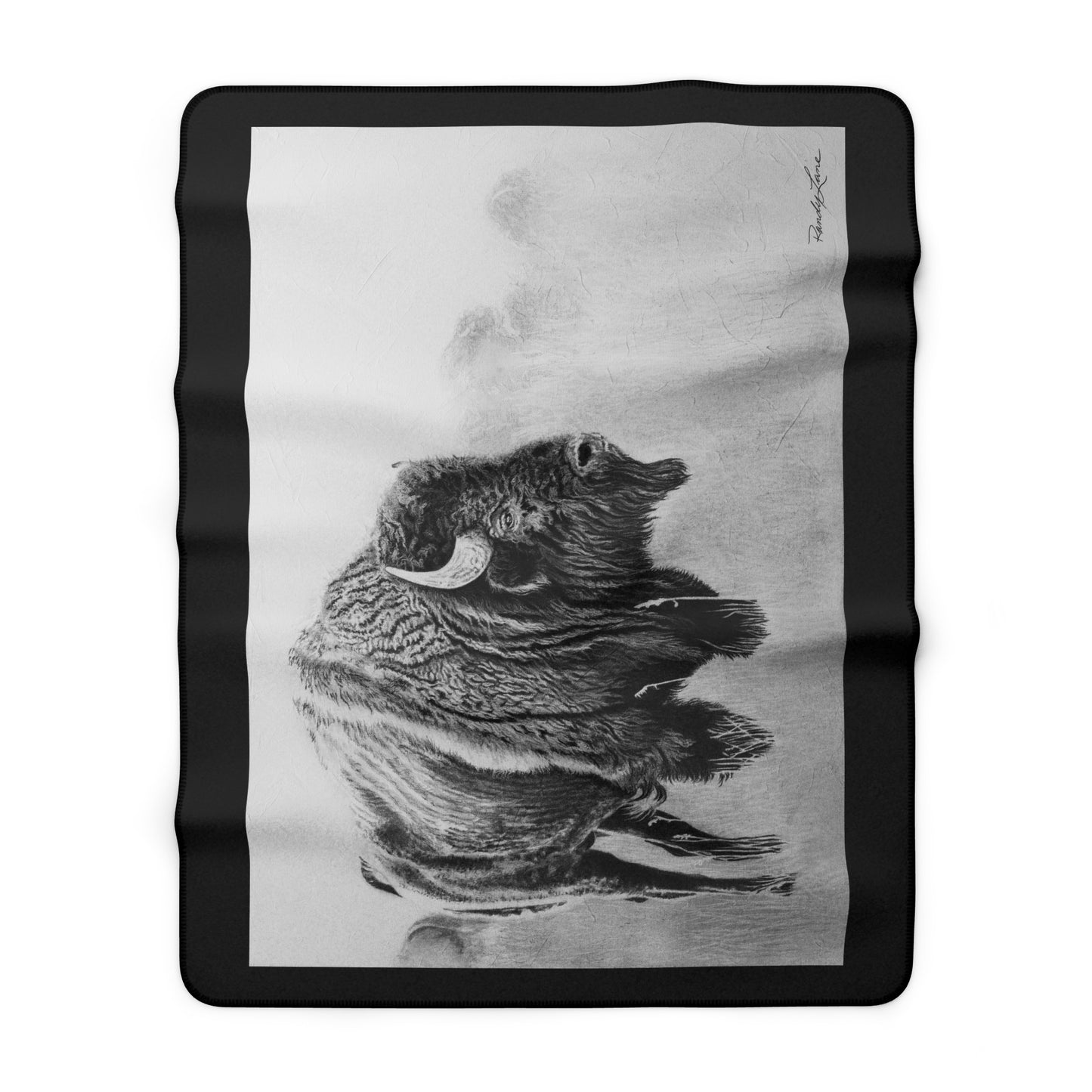 Prairie Bison, Bison Painting Print Sherpa Fleece Blanket – Cozy Wildlife Throw Blanket