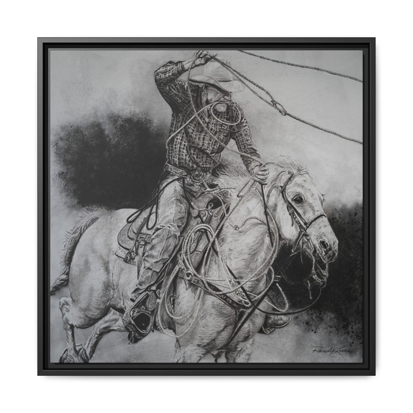 Let it Fly, Rodeo Tie-down Roper Painting, Matte Framed Stretched Canvas