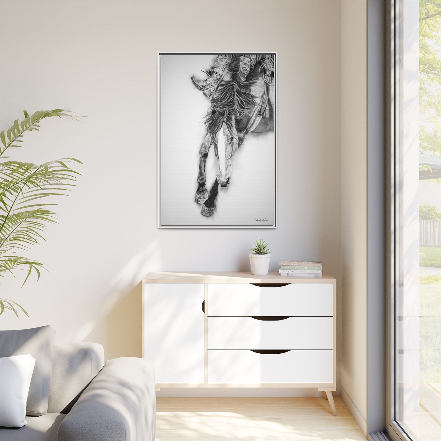 Crazy 8. Framed Stretched Matte Canvas Rodeo Art Print