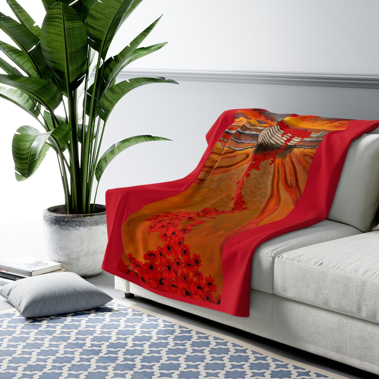 Grace Garden, Vibrant Sunset Sherpa Fleece Blanket
