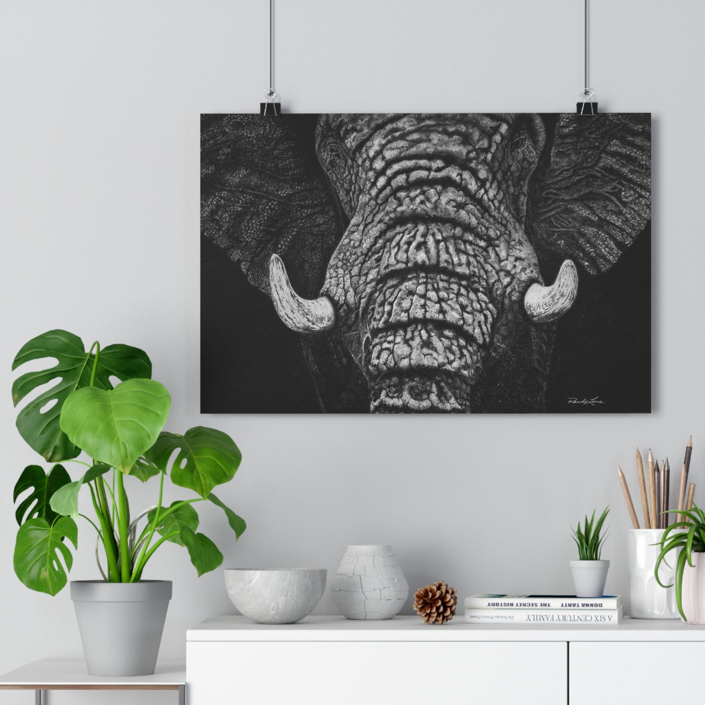 Ebony and Ivory, Elephant Giclée Art Print