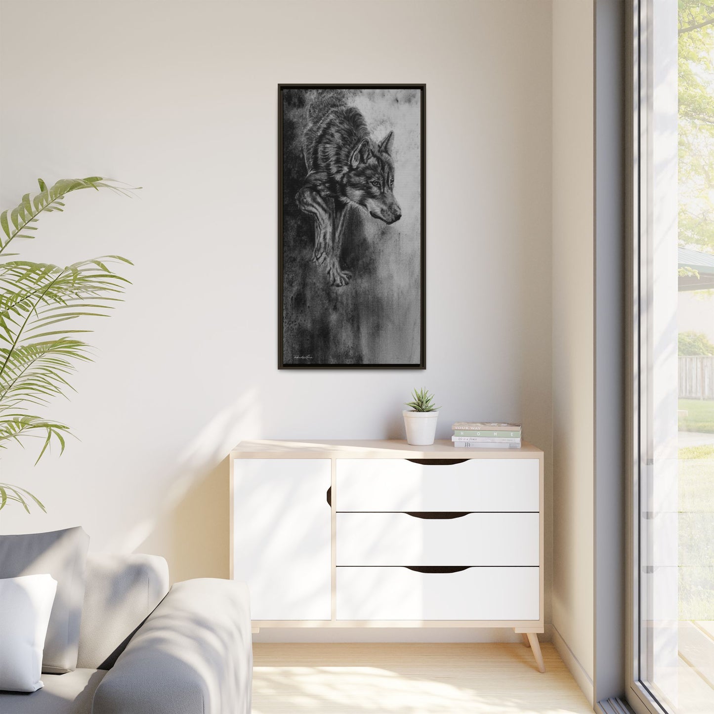 Specter, Wolf Portrait Framed Matte Canvas Wall Art