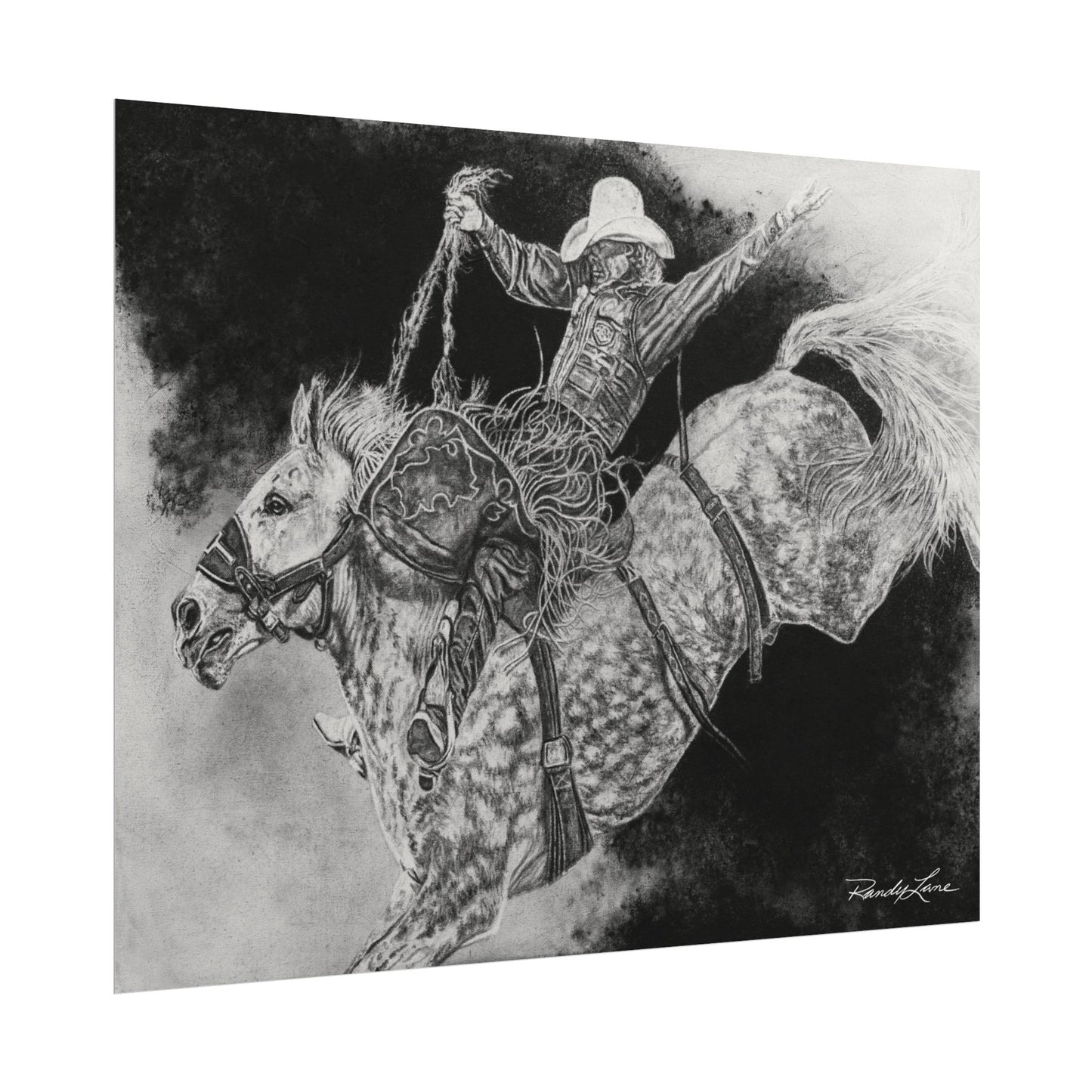 Big Grey, Rodeo Bareback Bronc Fine Art Print — Textured Matte Print