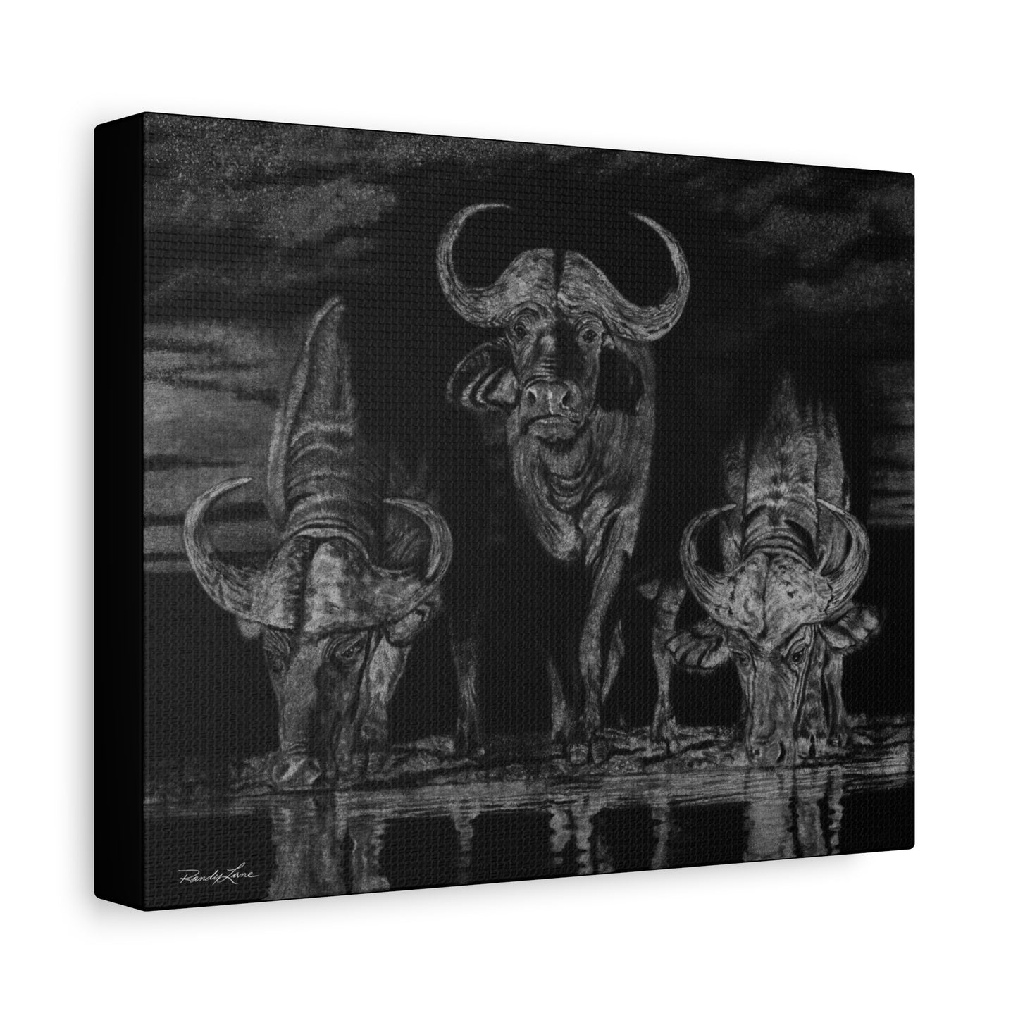 The Waterhole, Cape Buffalo,  Canvas Art