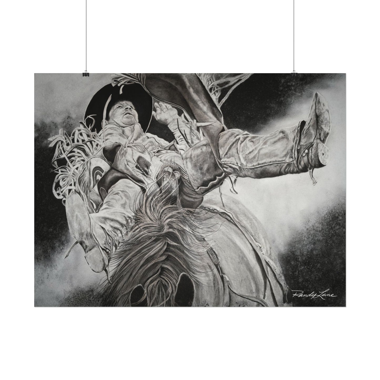 Battle Tested, Rodeo Bareback Rider Painting, Textured Matte Print
