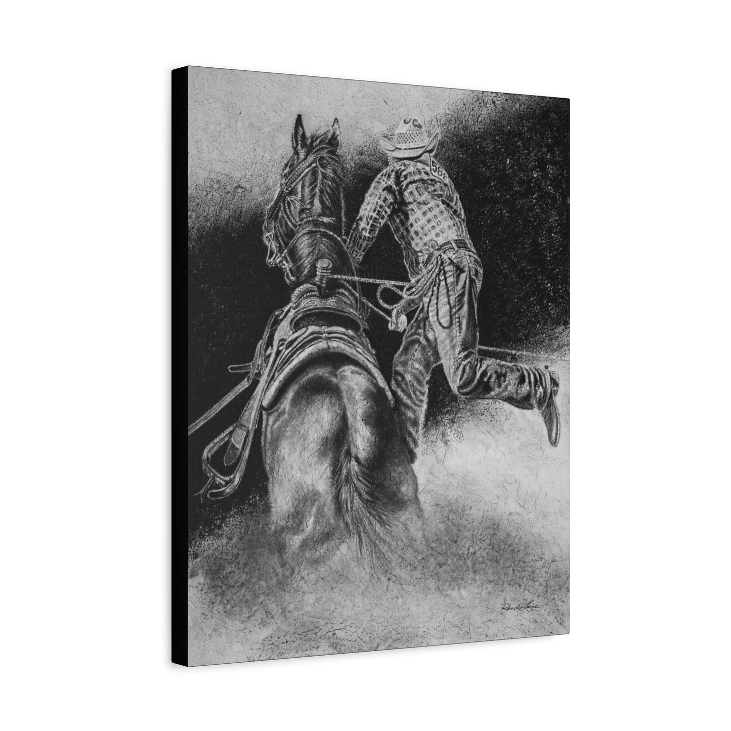 The Dismount. Steer Roper Stretched Canvas Wall Art
