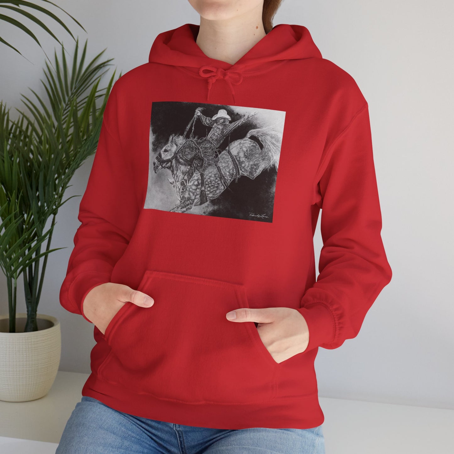 Big Grey, Rodeo Bareback Bronc Painting Hoodie Sweatshirt