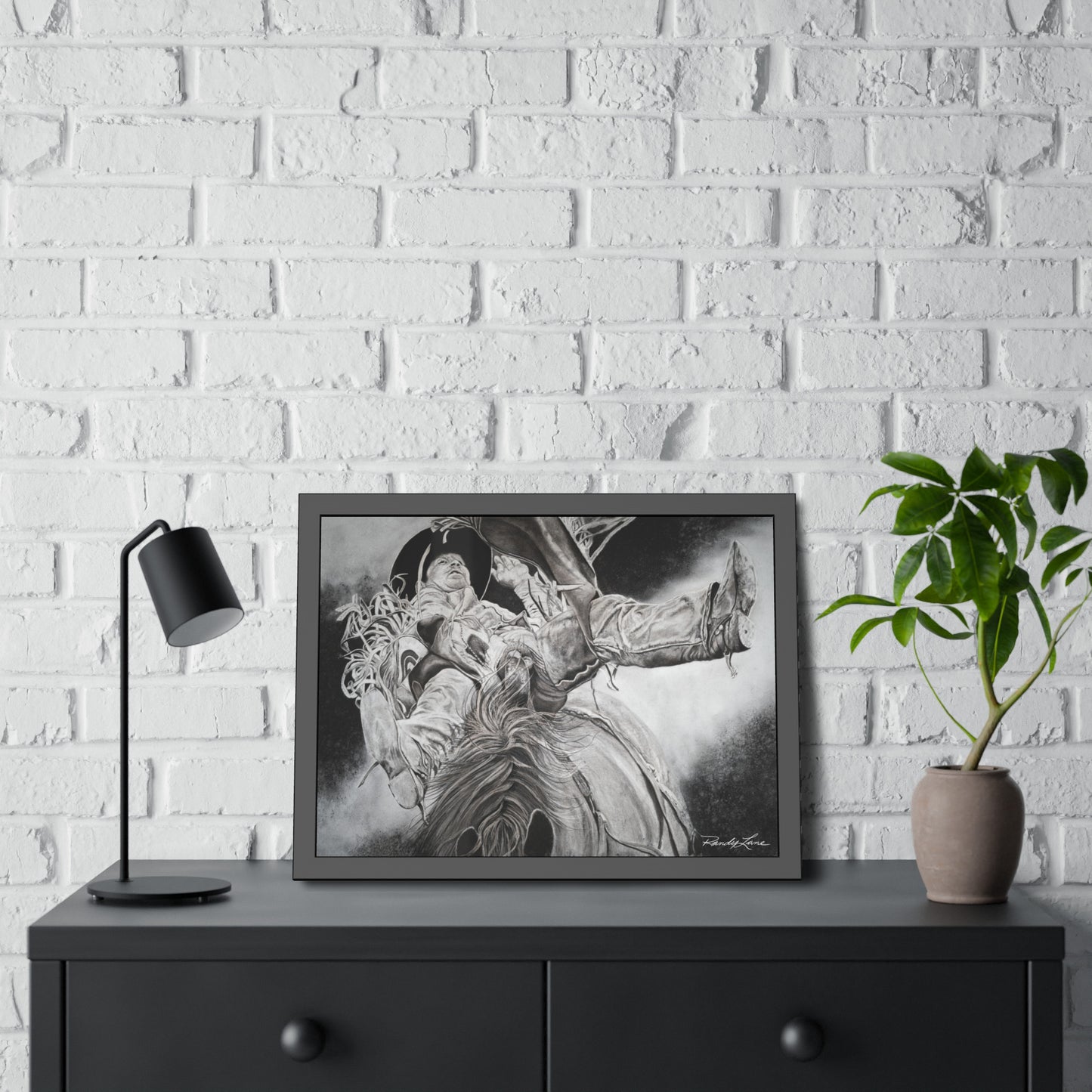 Battle Tested, Rodeo Bareback Rider Painting, Framed Fine Art Print