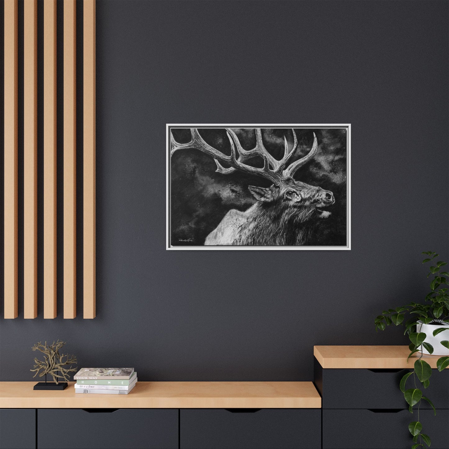 Gladiator, Framed Elk Wall Art,  Matte Canvas