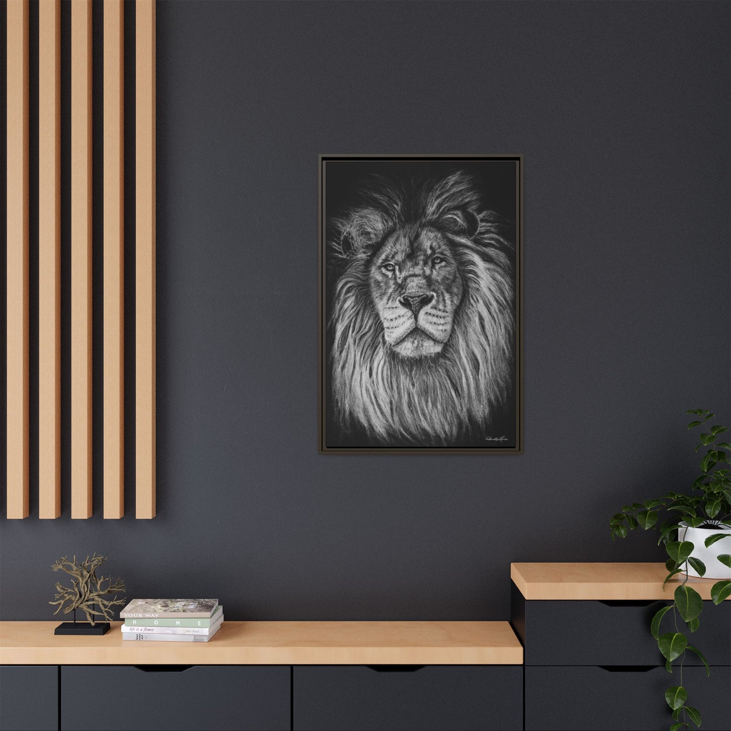 The Mane Event, Matte Canvas Lion Prints, Framed (Multi-color)