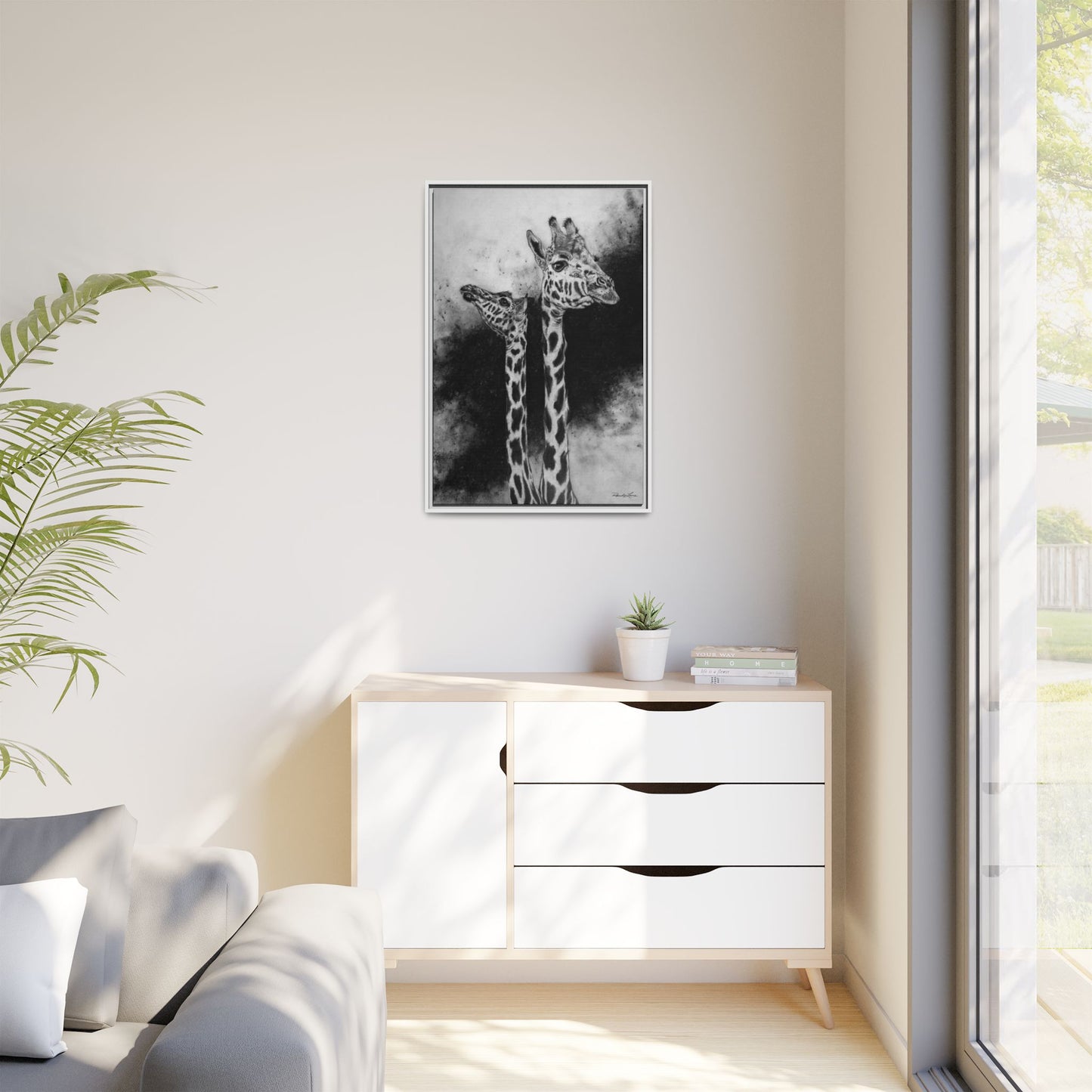 Grace in the Grasslands, Giraffe, Framed Matte Canvas Wall Decor