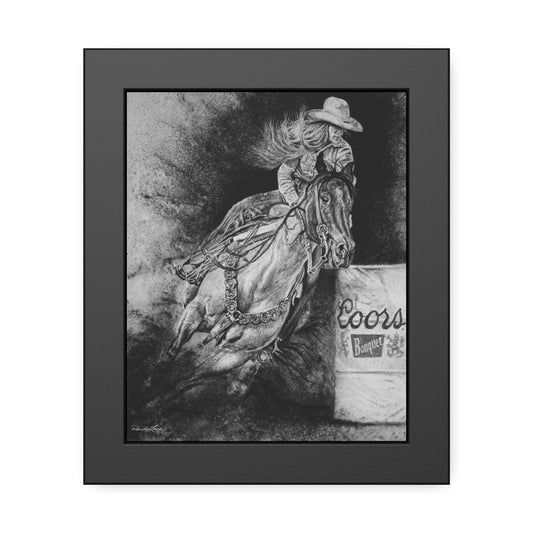 Sophie's Run. Rodeo Barrel Racer Framed Fine Art Print