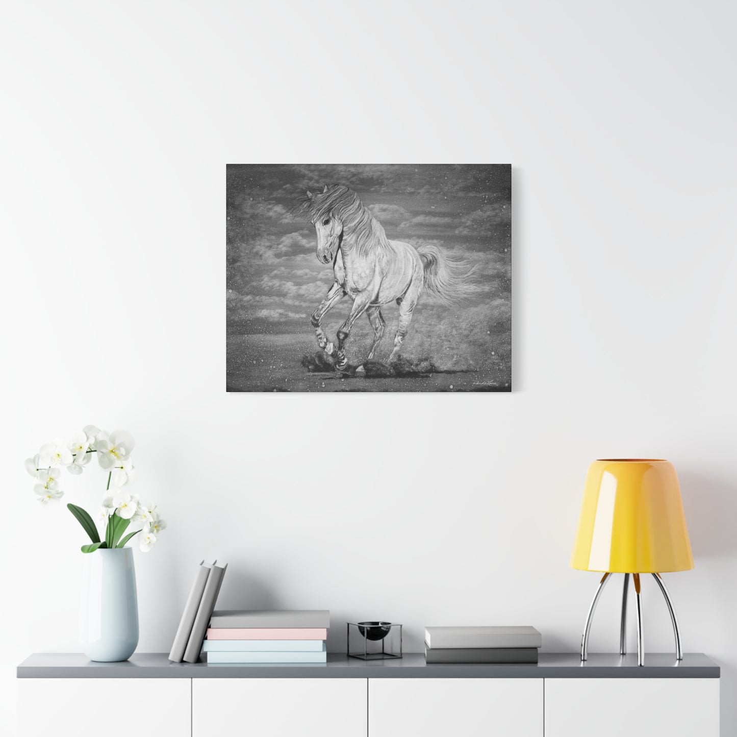 Equine Elegance. Prancing Horse Stretched Matte Canvas Print