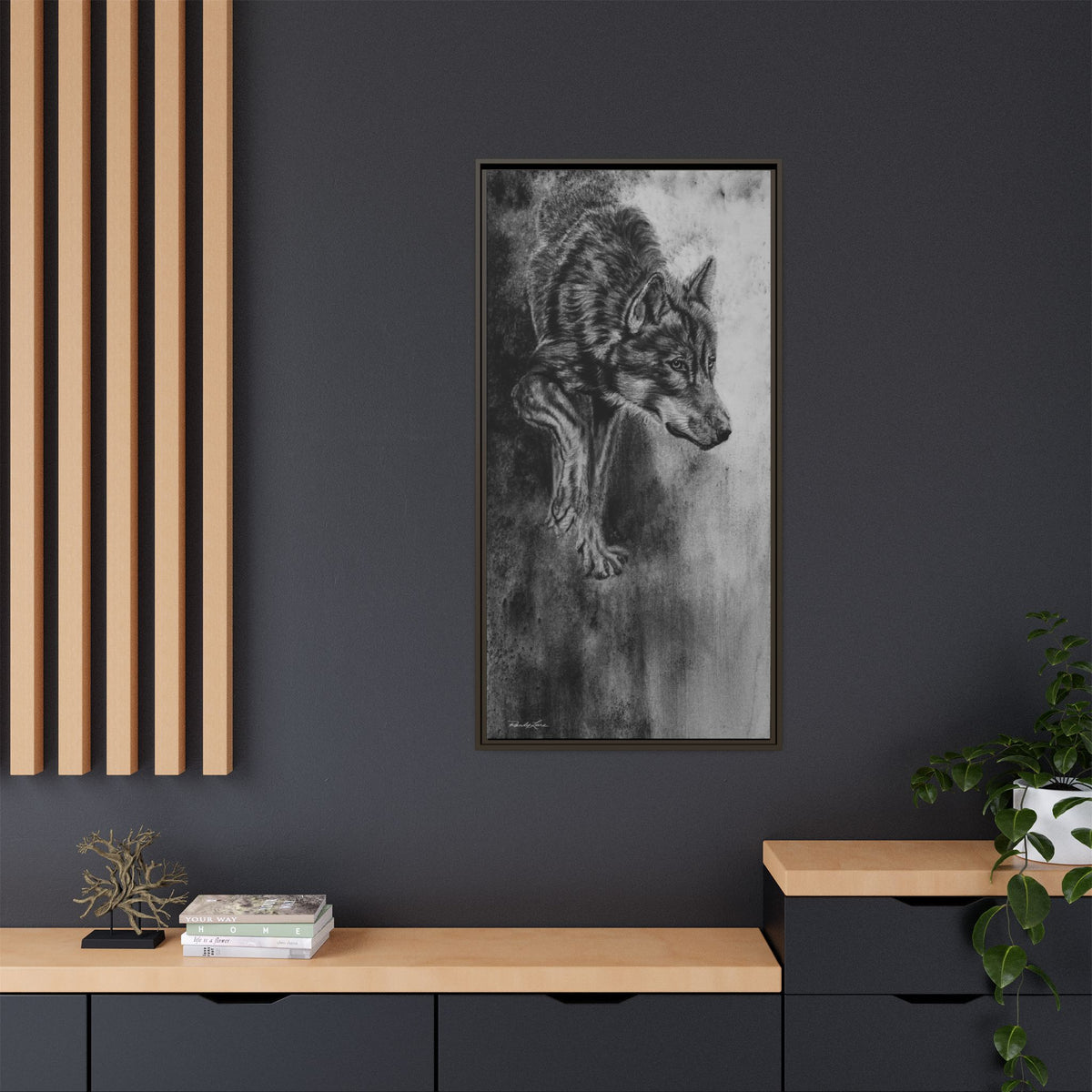 Specter, Wolf Portrait Framed Matte Canvas Wall Art