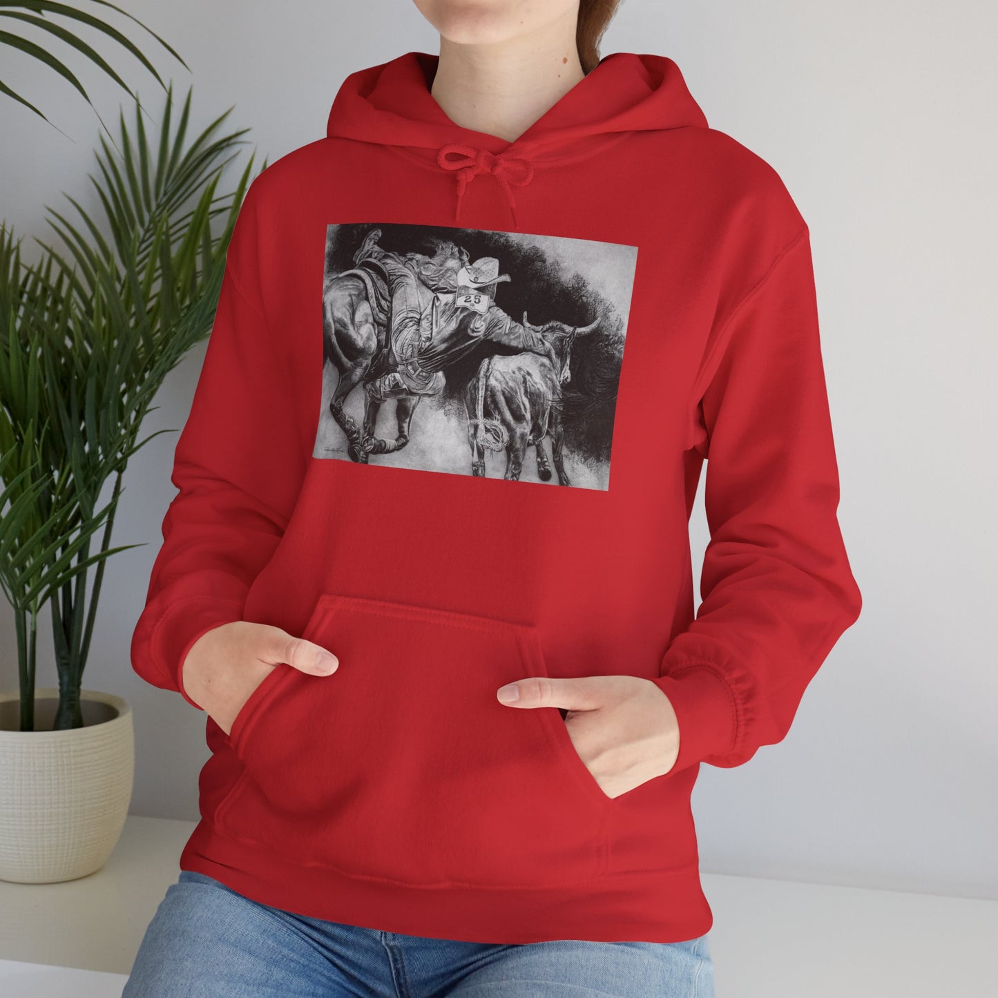 Contact. Cowboy Bulldogger Rodeo Art Unisex Heavy Blend Hoodie
