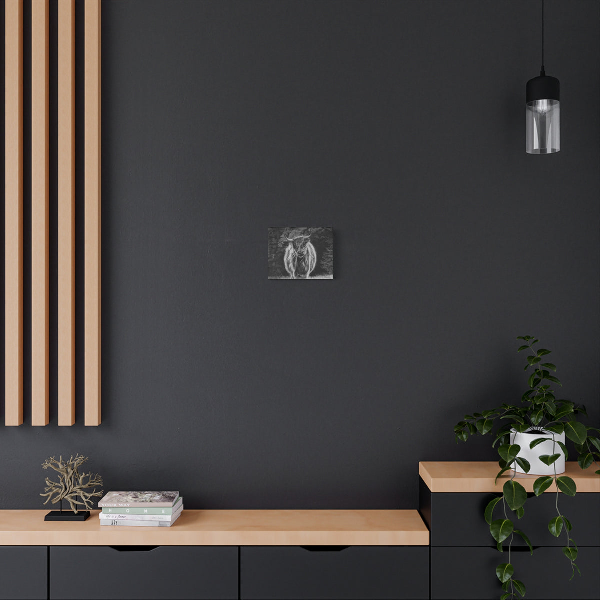 Ragamuffin. Highland Cow Stretched Matte Canvas Wall Art