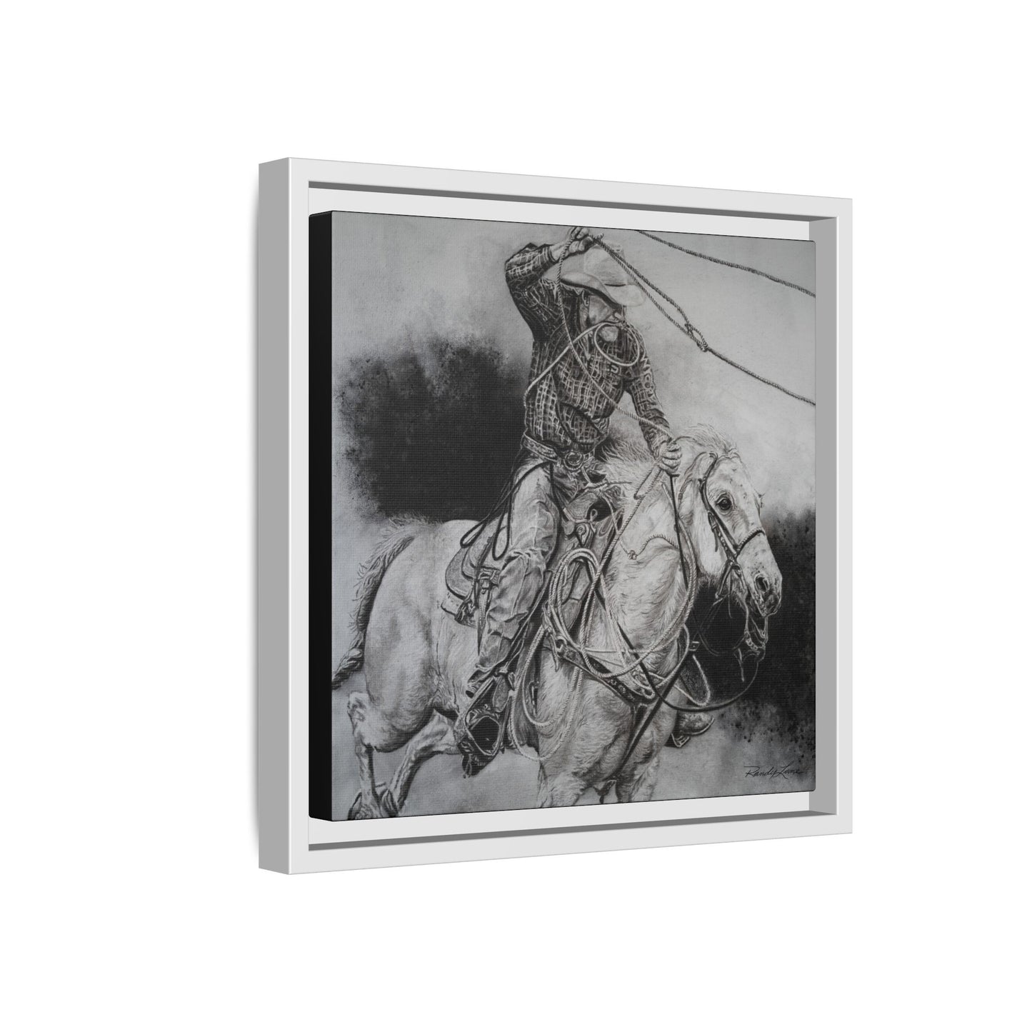 Let it Fly, Rodeo Tie-down Roper Painting, Matte Framed Stretched Canvas