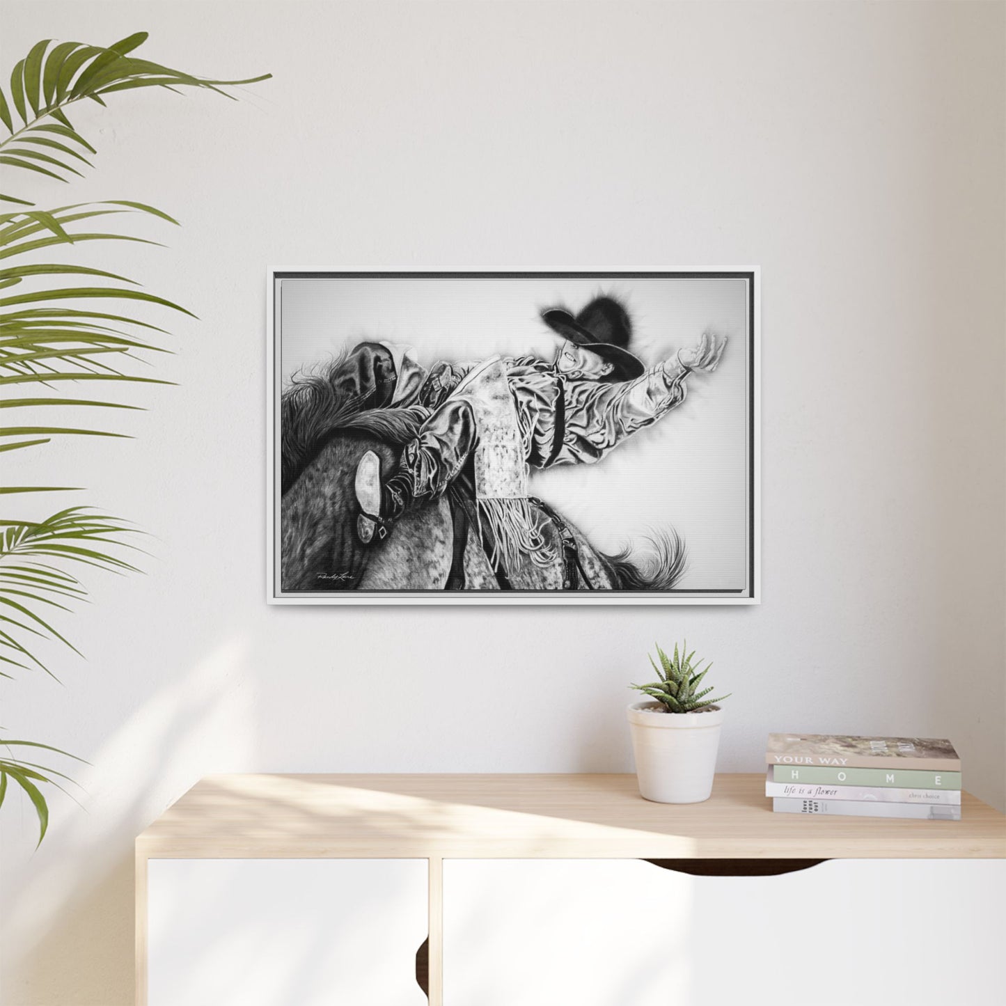 Go Time. Stretched Matte Canvas Framed Rodeo Art Print