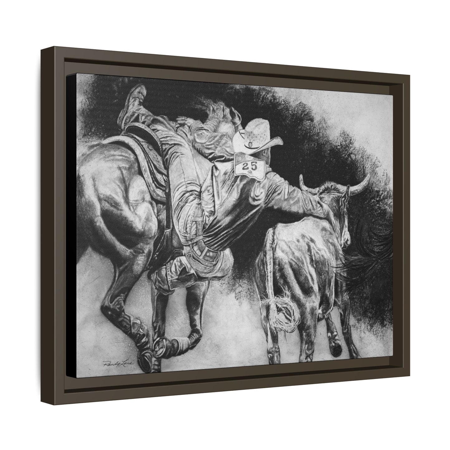 Contact. Cowboy Bulldogger Rodeo Art Framed Stretched Canvas Art