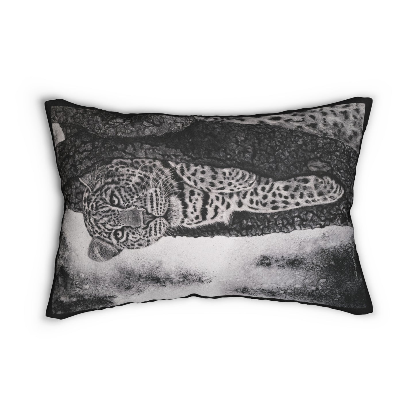 Tree Hugger, Leopard Spun Polyester Lumbar Pillow