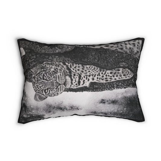 Tree Hugger, Leopard Spun Polyester Lumbar Pillow