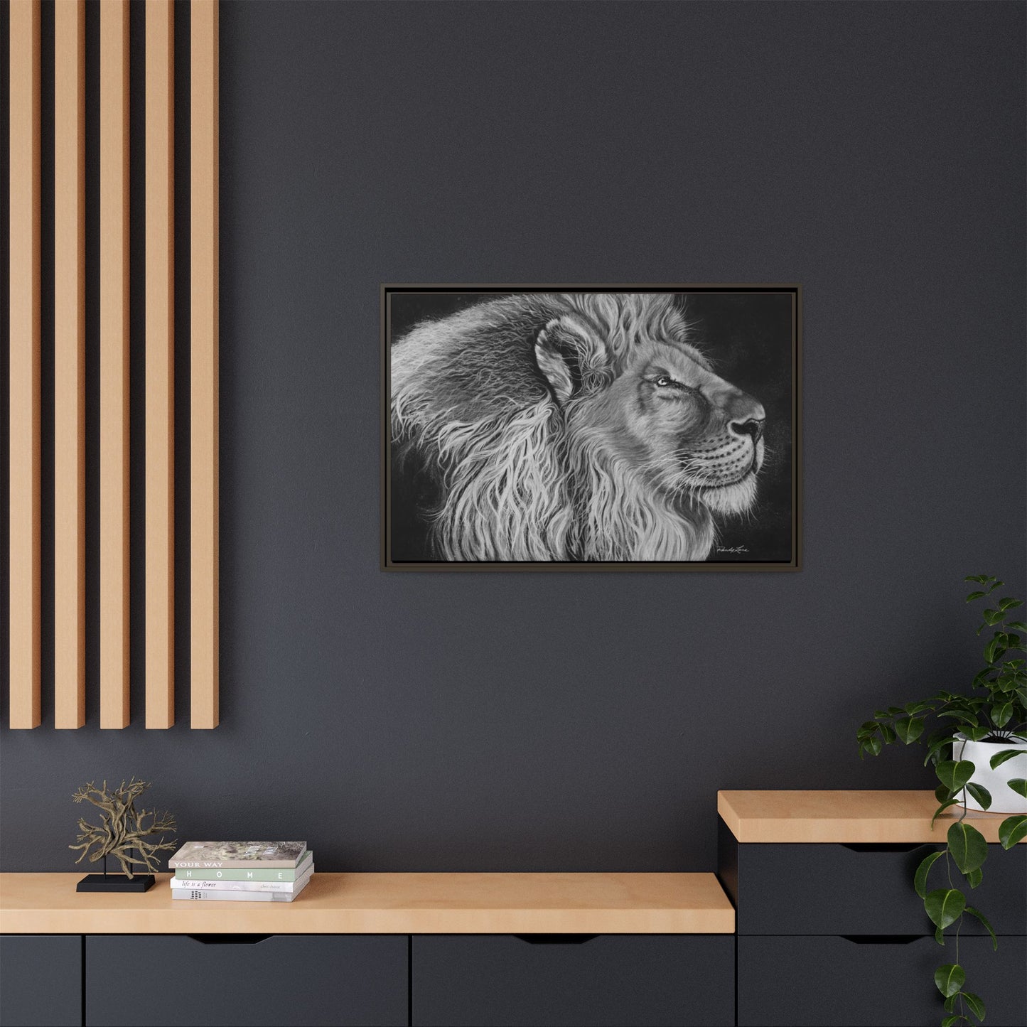 King of Cool, Majestic Lion Framed Canvas Art