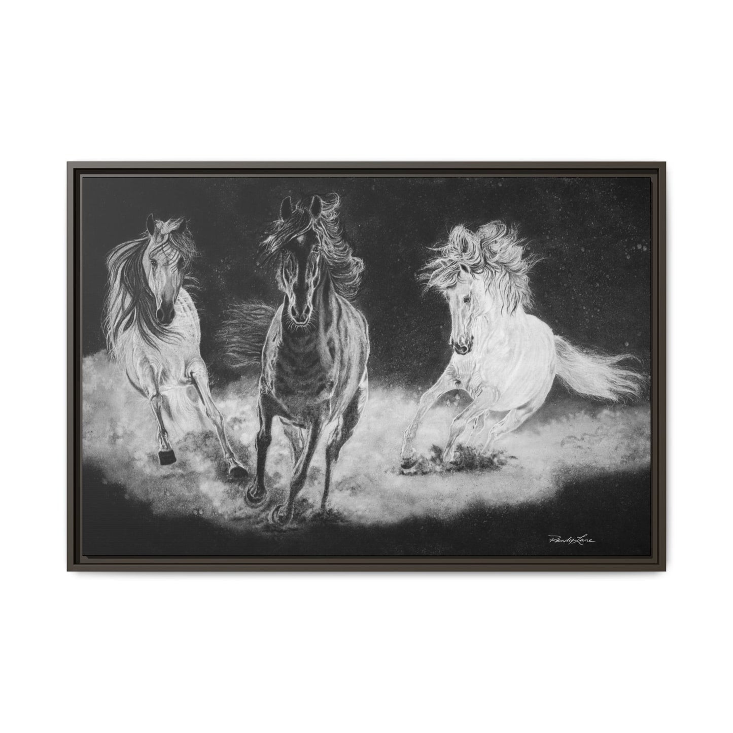 Midnight Run. Framed Stretched Matte Canvas Fine Art Horse Print