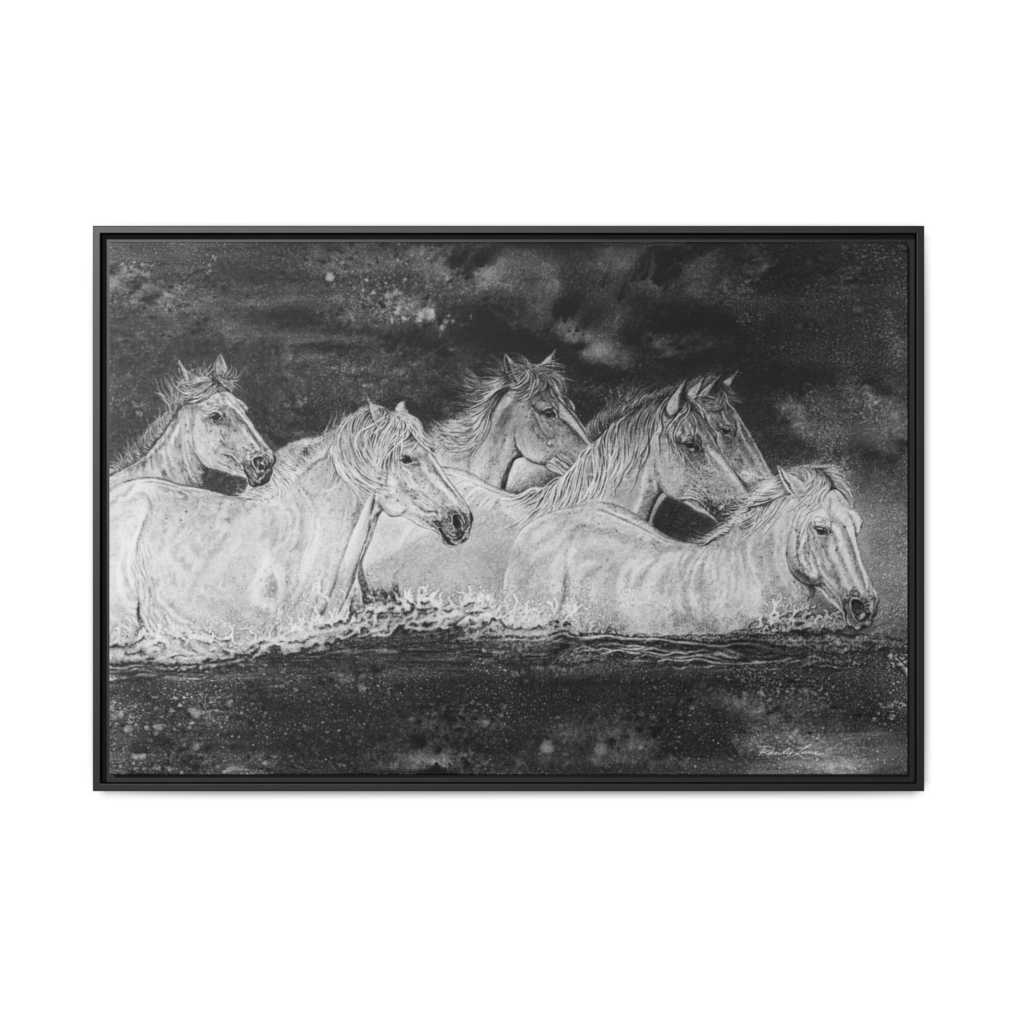 Night Swim, Framed Horse Canvas Art