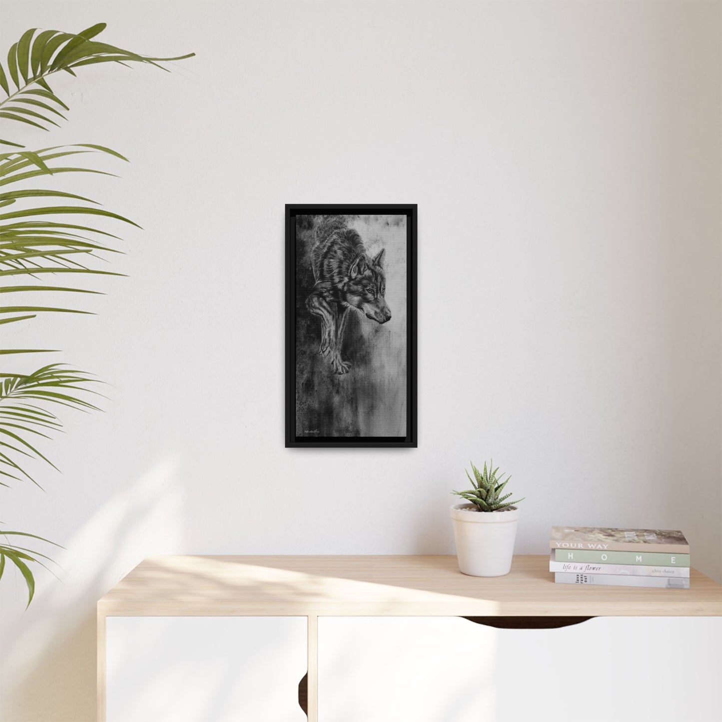 Specter, Wolf Portrait Framed Matte Canvas Wall Art