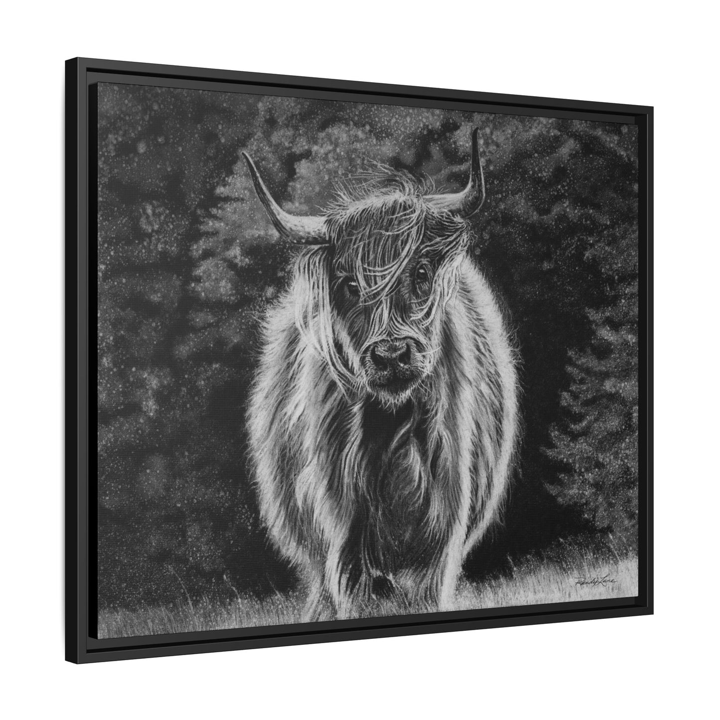 Ragamuffin. Highland Cow Framed Stretched Matte Canvas Print