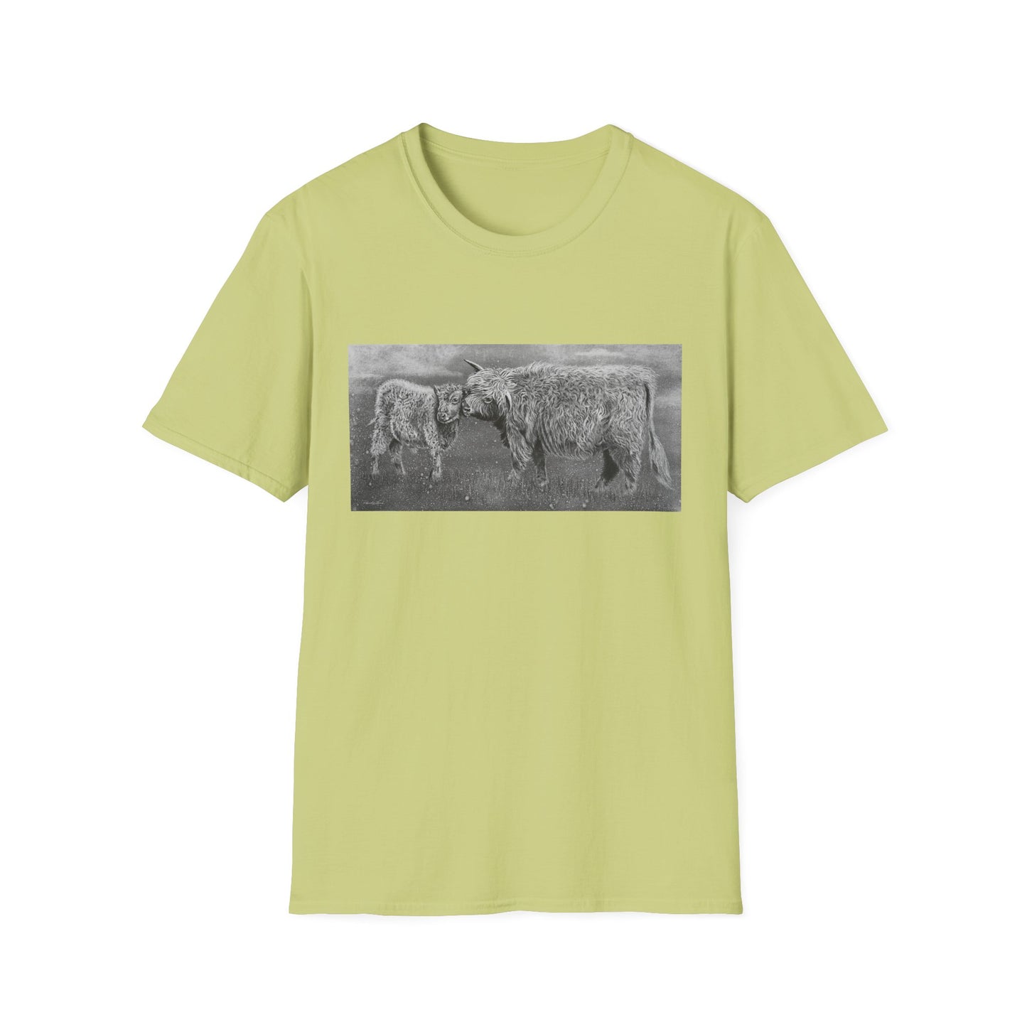 Highland Love, Highland Cow Print Unisex Softstyle T-Shirt