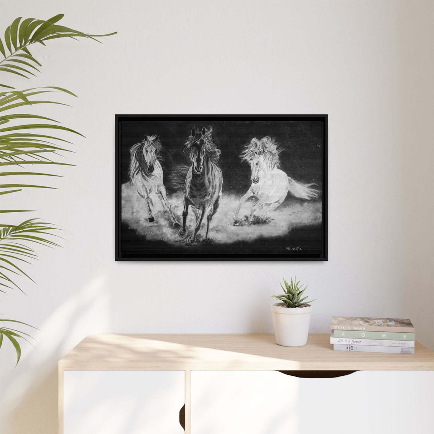 Midnight Run. Framed Stretched Matte Canvas Fine Art Horse Print