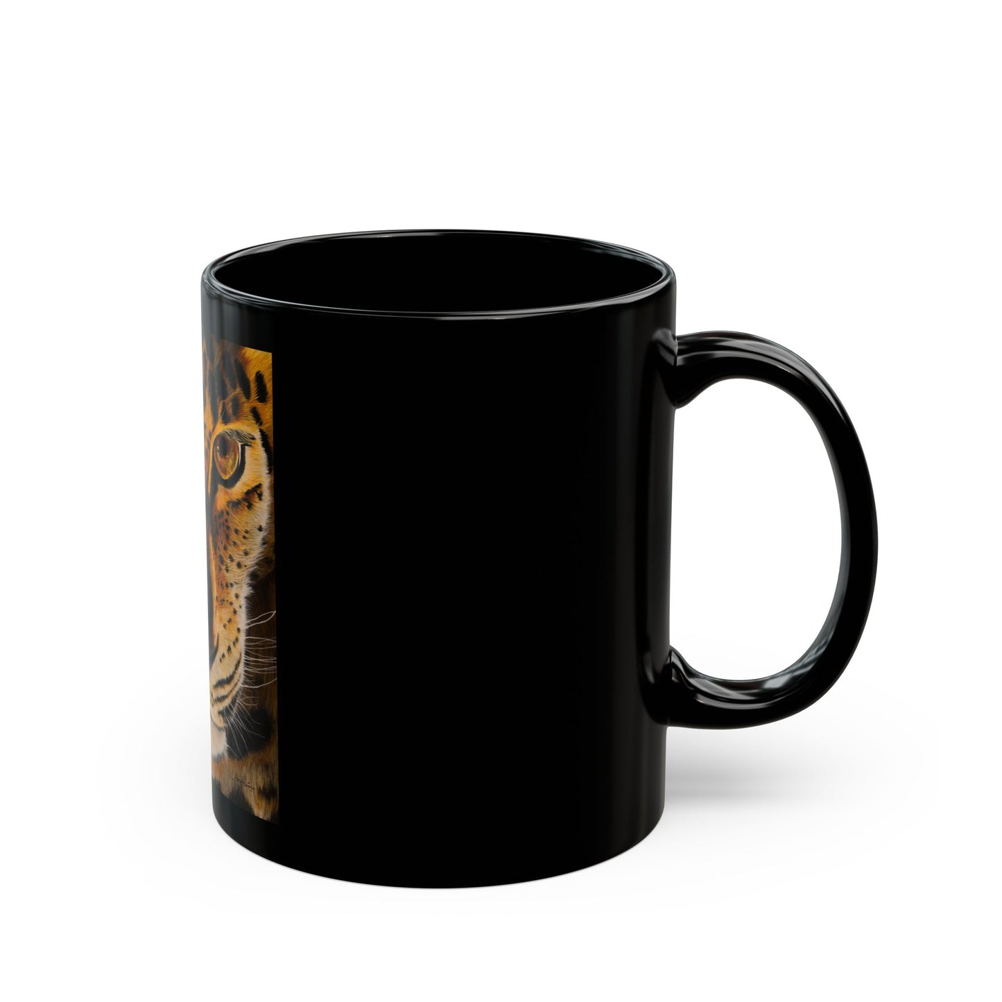 Windows to the Soul, Leopard Print Black Mug