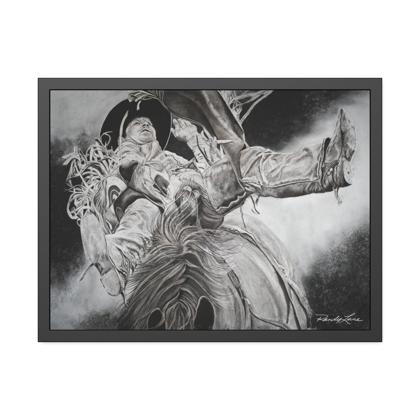 Battle Tested, Rodeo Bareback Rider Painting, Framed Fine Art Print