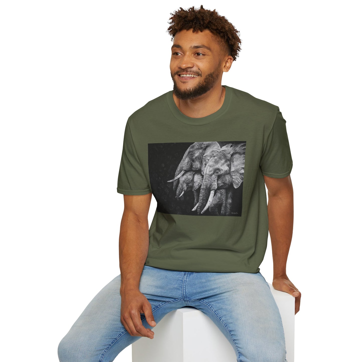 Brushland Bond. Elephant Art Unisex Softstyle T-Shirt