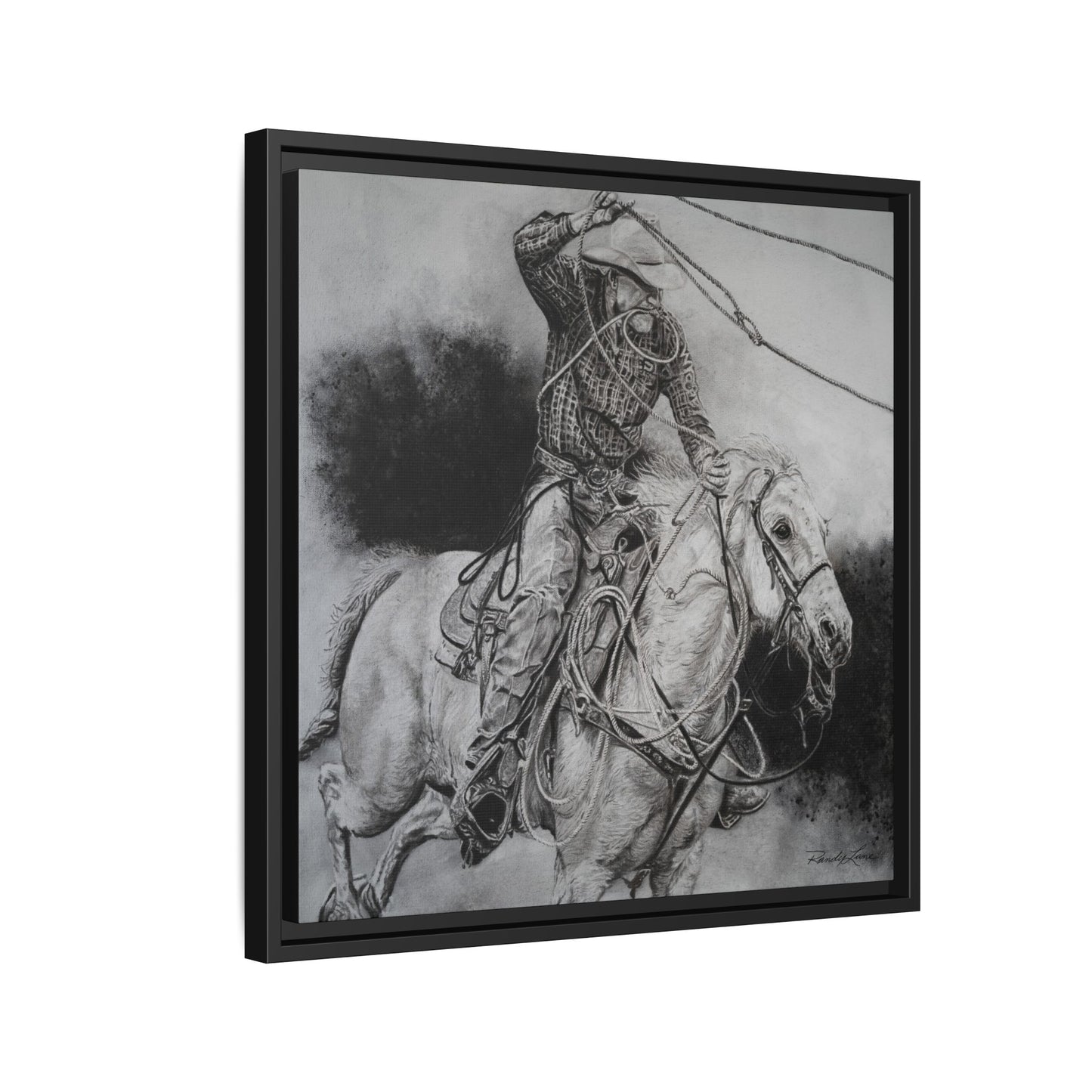 Let it Fly, Rodeo Tie-down Roper Painting, Matte Framed Stretched Canvas