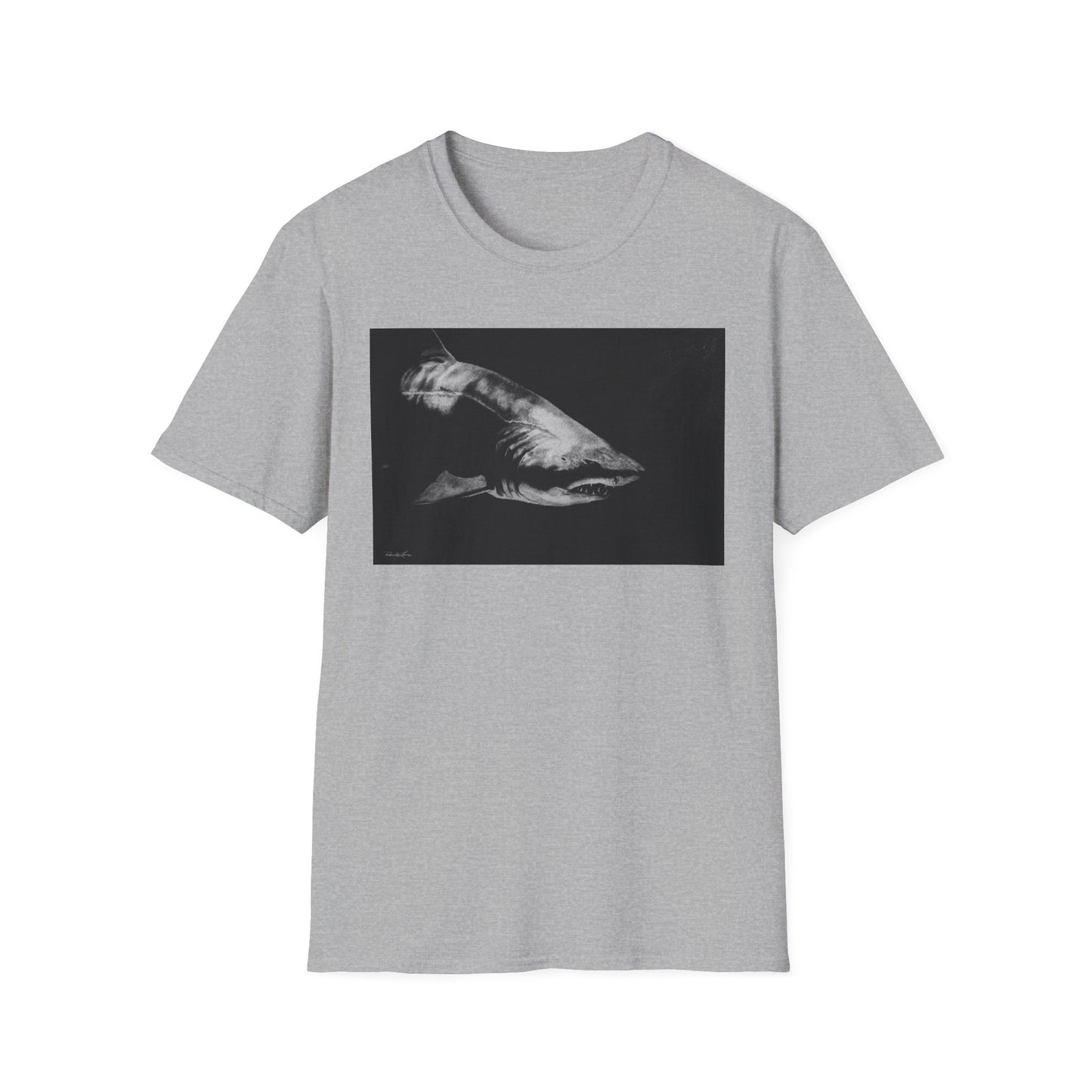 Below, Shark theme Unisex Soft T-Shirt