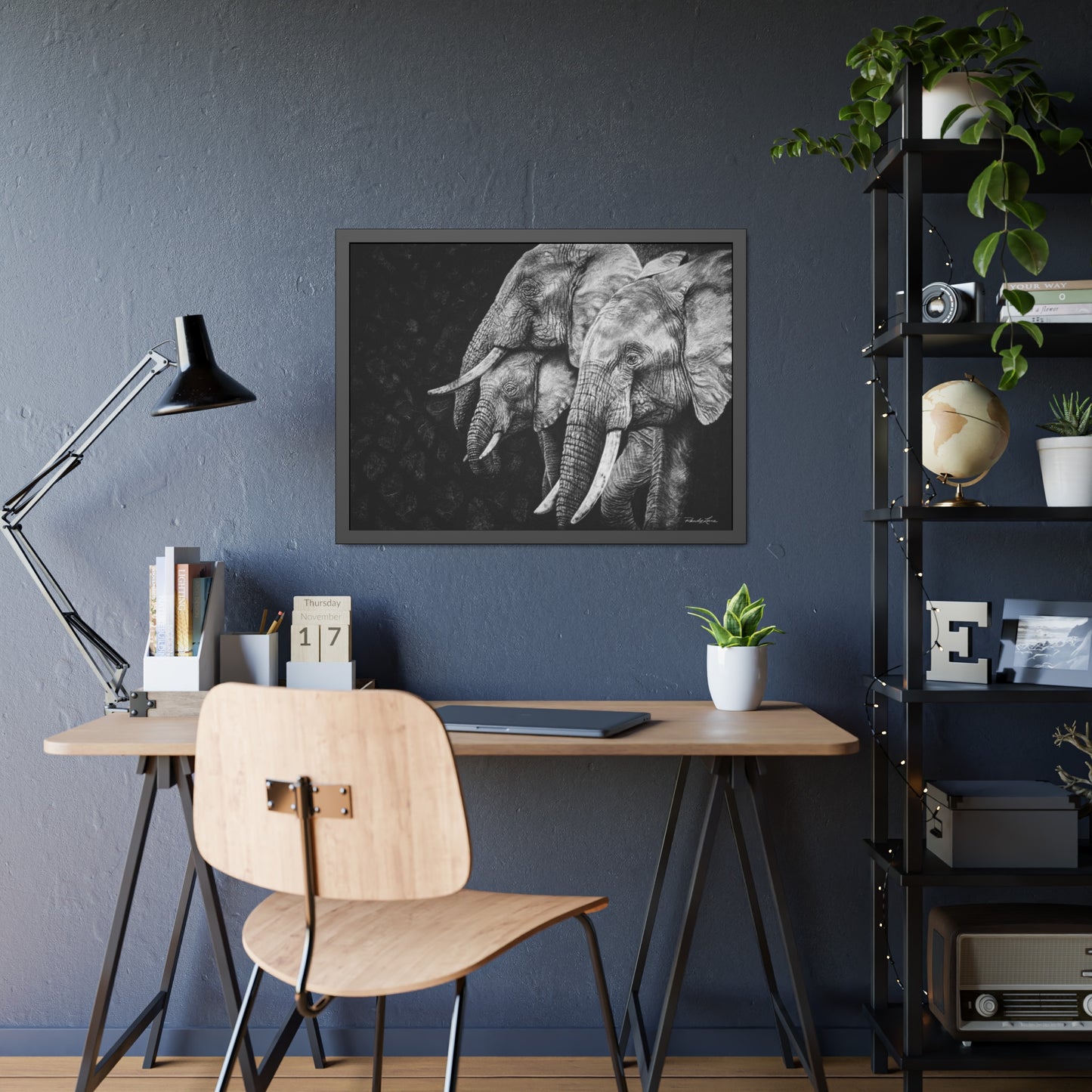 Brushland Bond. Elephant Framed Fine Art Print