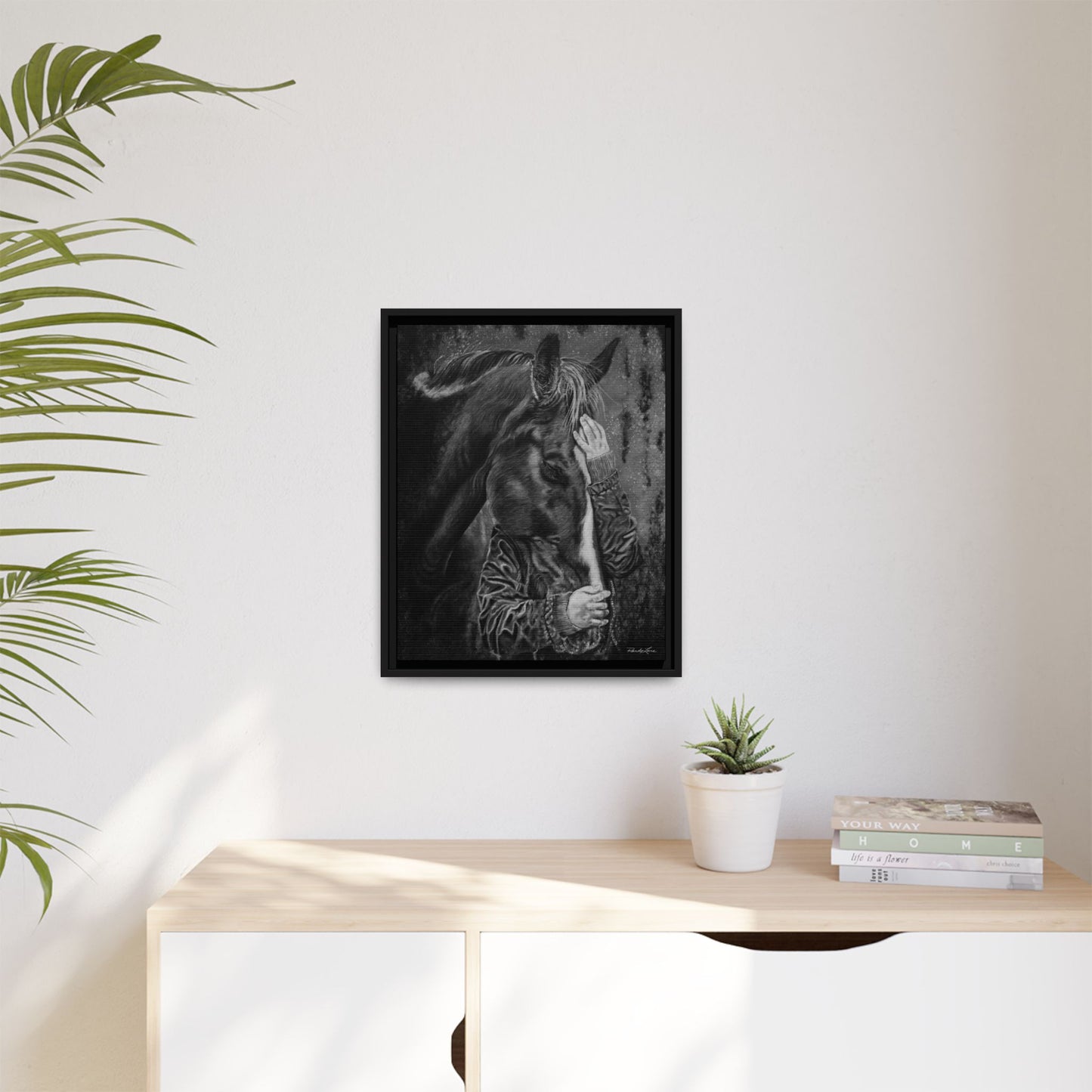 Secrets. Horse Lover's Framed Stretched Matte Canvas Print