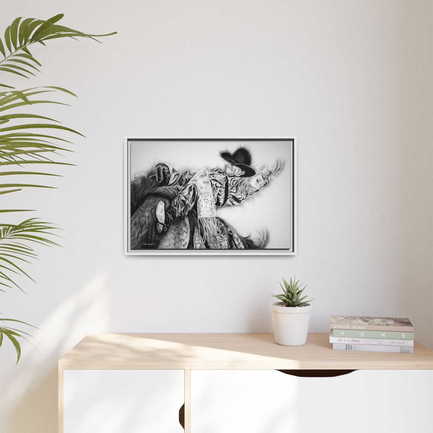 Go Time. Stretched Matte Canvas Framed Rodeo Art Print
