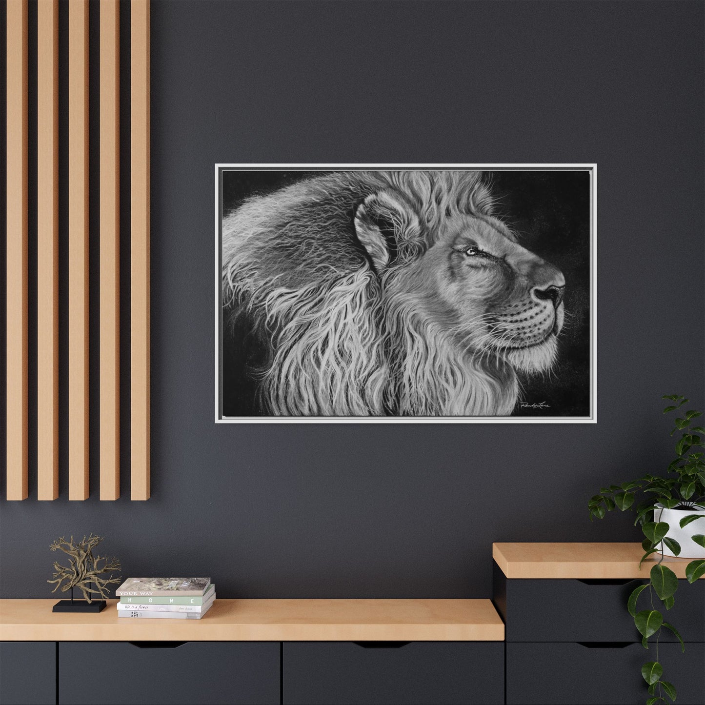 King of Cool, Majestic Lion Framed Canvas Art