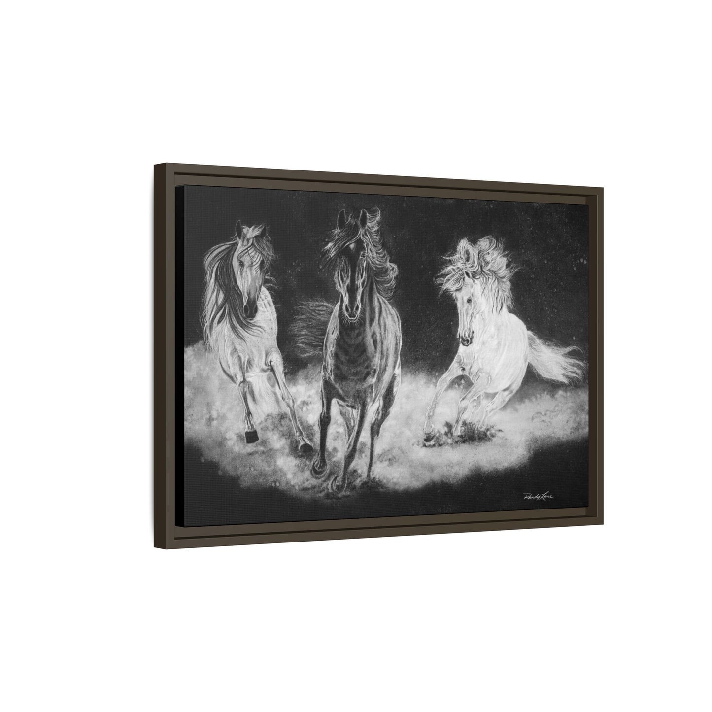 Midnight Run. Framed Stretched Matte Canvas Fine Art Horse Print