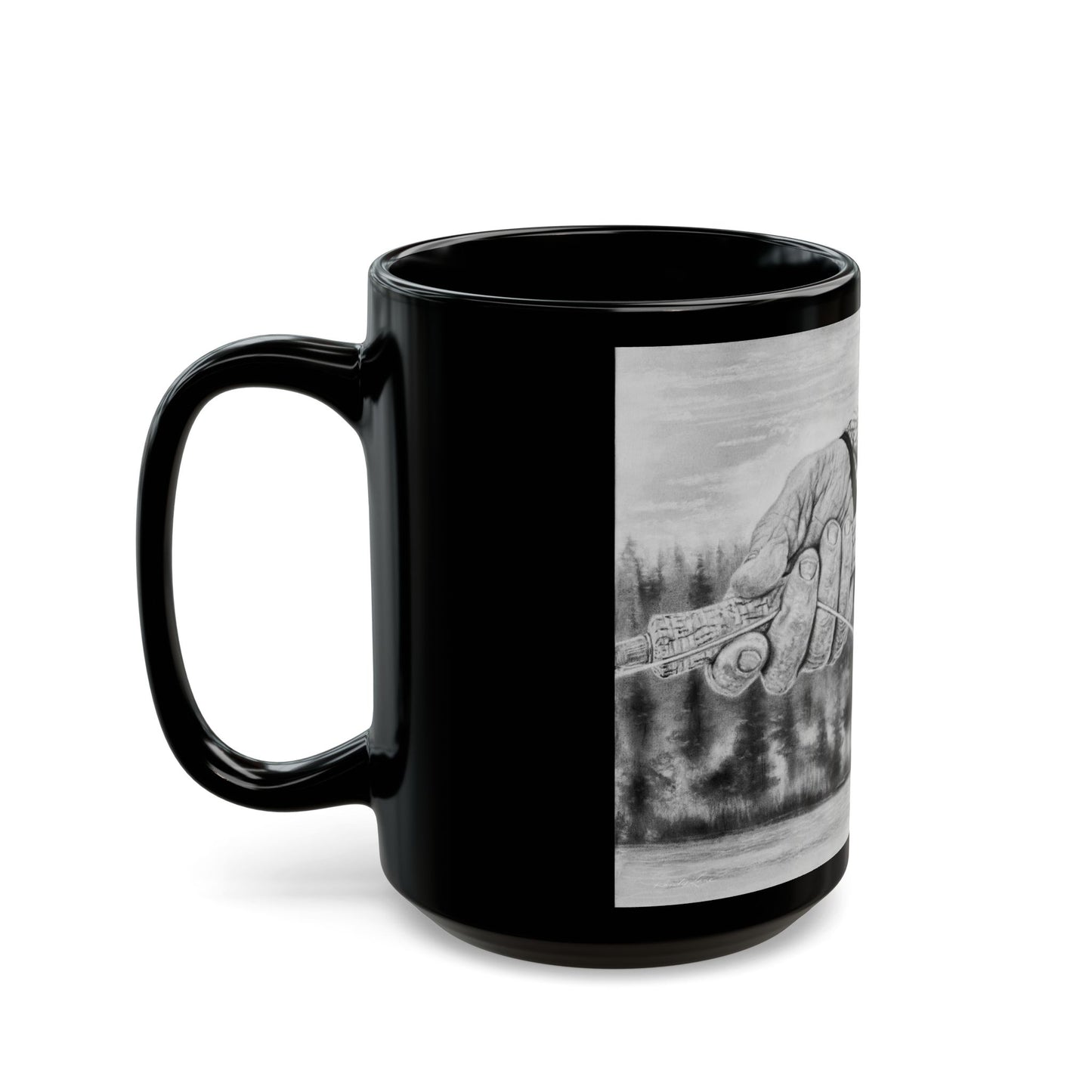 Therapy, Angler's Black Mug - Fishing Themed Coffee Cup for Outdoors Lovers