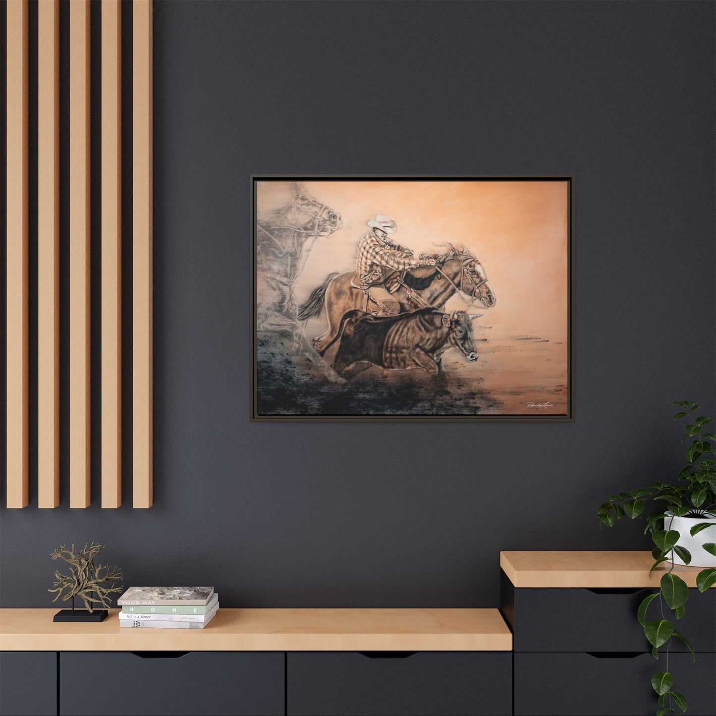 Get Some. Bulldogging Framed Stretched Matte Canvas Print
