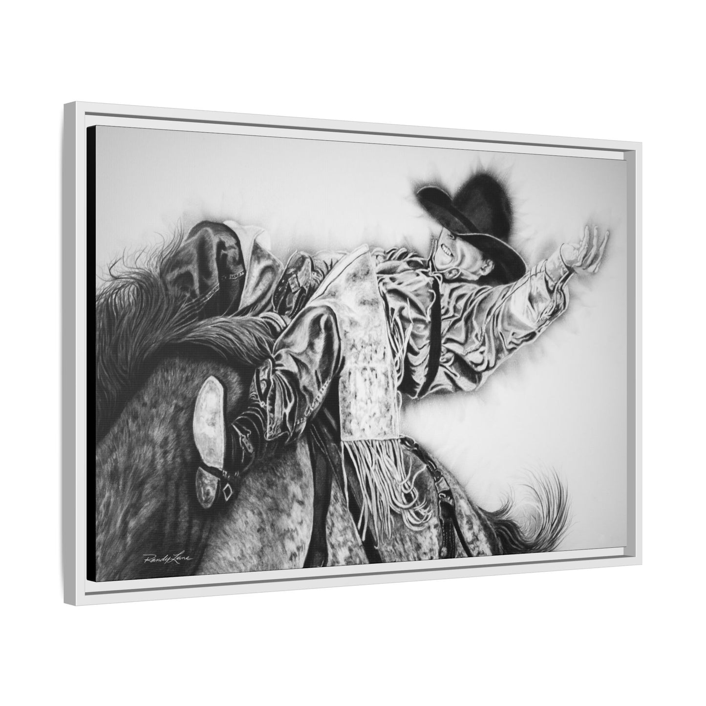 Go Time. Stretched Matte Canvas Framed Rodeo Art Print